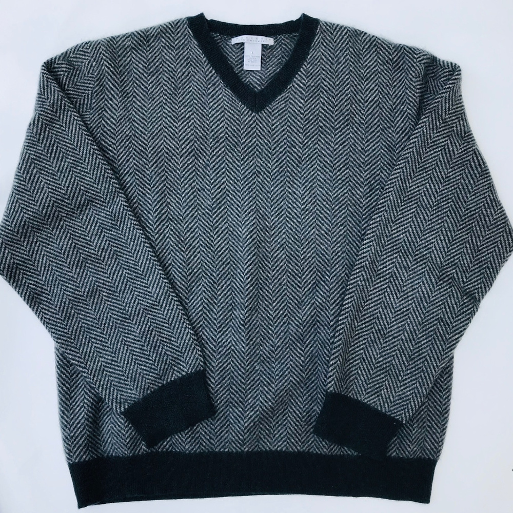 Marconi 100% Cashmere Sweater Herringbone Pattern